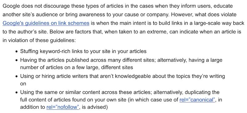 Google guest post guidelines