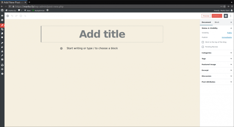 Writing your first post using the Gutenberg editor for WordPress